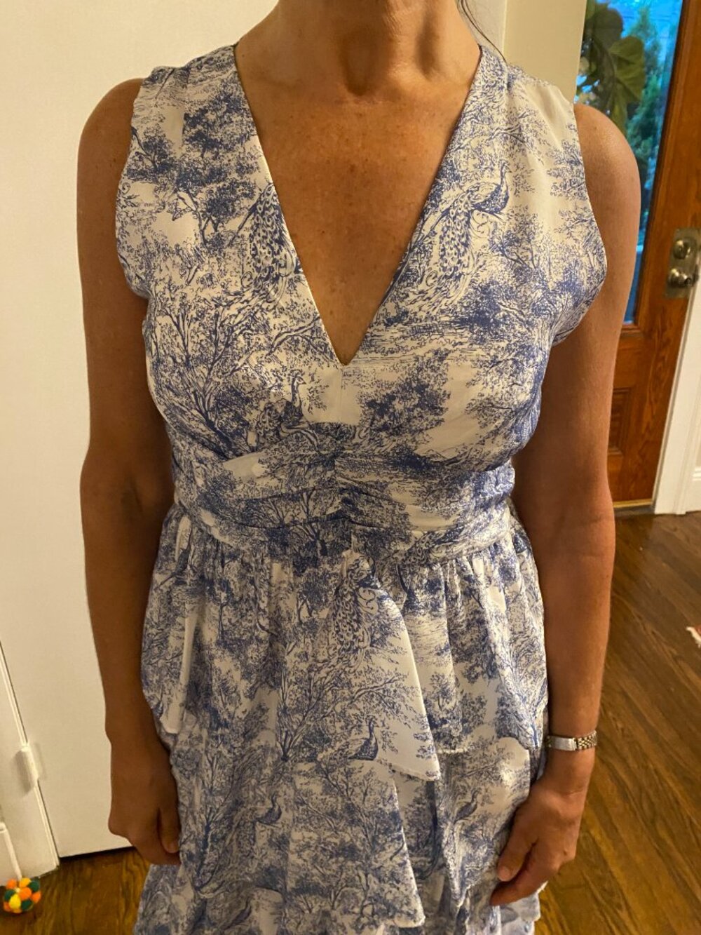 1. State blue floral cotton dress with tiers, size 8 - Picture 3 of 10